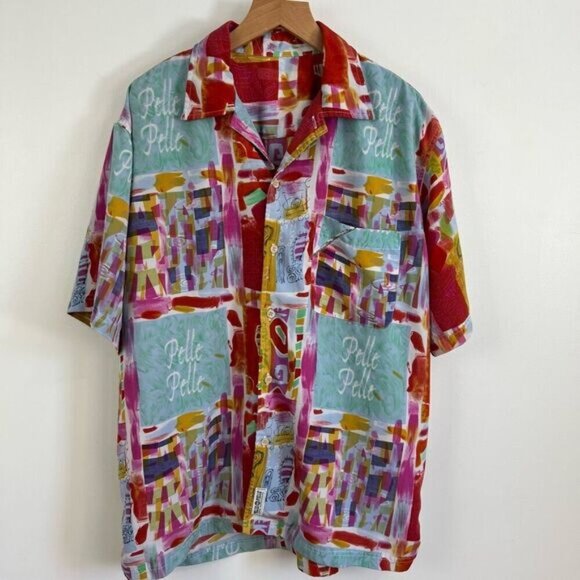 Rare VTG Pelle Pelle Marc Buchanan Art Short Sleeve All Over Print Shirt XXL - Picture 1 of 11